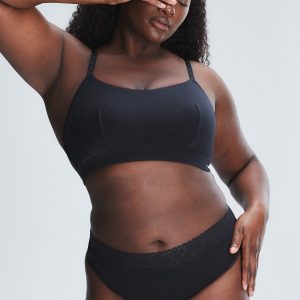 COTTON ESSENTIALS LACE-TRIM MID-RISE THONG PANTY