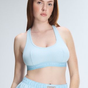COTTON ESSENTIALS LOGO-TRIM RACERBACK BRALETTE