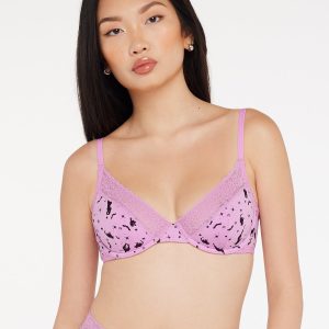 COTTON ESSENTIALS LACE-TRIM UNLINED BRA