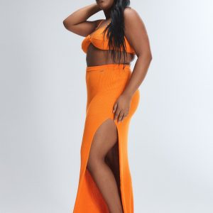 FEATHERWEIGHT KNIT SLIT SKIRT