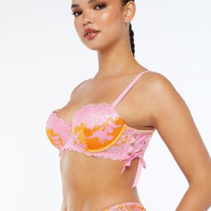 LACE'D UP PADDED LOW BALCONETTE BRA