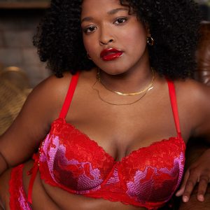LACE'D UP PADDED LOW BALCONETTE BRA