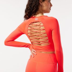 LACE UP OPEN-BACK LONG-SLEEVE TOP