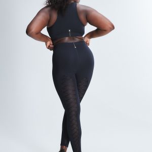 LACE UP SATIN-TRIM HIGH-WAIST LEGGING