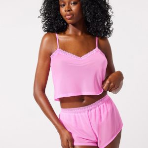 LOGO-TRIM MESH SLEEP CAMI