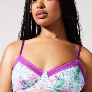 NEW MICROFIBER LOGO-TRIM UNLINED BRALETTE