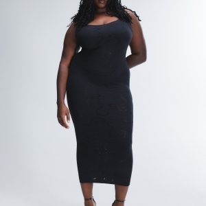 RIBBON PLAY SEAMLESS KNIT SLIP DRESS (1X-3X)