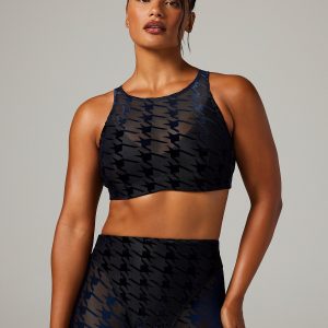 RISQUE TAKER HOUNDSTOOTH MEDIUM-IMPACT SPORTS BRA