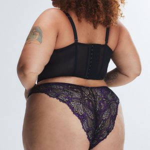 ROMANTIC CORDED LACE METALLIC BRAZILIAN PANTY