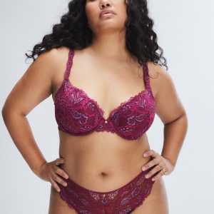 ROMANTIC CORDED LACE METALLIC PADDED DEMI BRA