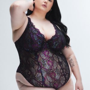 ROMANTIC CORDED LACE METALLIC UNDERWIRE TEDDY