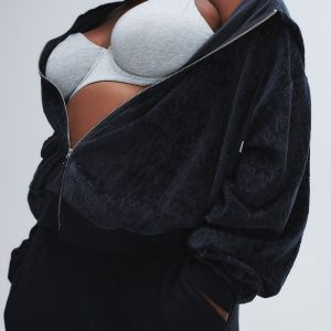 SIGNATURE SCRIPT VELOUR ZIP-UP HOODIE