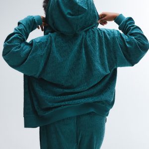 SIGNATURE SCRIPT VELOUR ZIP-UP HOODIE