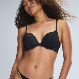SLIPPER SATIN PUSH-UP PLUNGE BRA