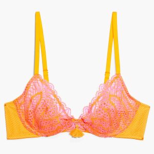 STRANDED IN LACE CROCHET PLUNGE BRA