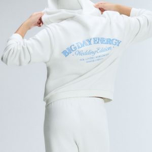 WEEKENDER TERRY BRIDAL ZIP-UP HOODIE WITH EMBROIDERED LOGO