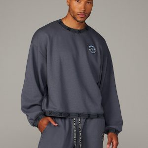ESSENTIAL HOLOGRAPHIC LOGO-TRIM SWEATSHIRT